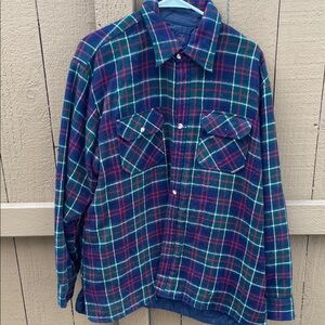 Men's Navy & Green Plaid Lightweight Shirt Jacket